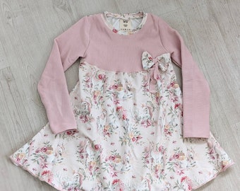 Langarm Lieblingskleid Mädchen Einhorn Kleid rose Kleidchen und Stirnband Größe 80-128