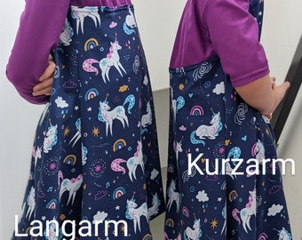 Lieblingskleid Mädchen Lang- oder Kurzarm Einhorn Kleid Kleidchen und Stirnband Größe 80-128