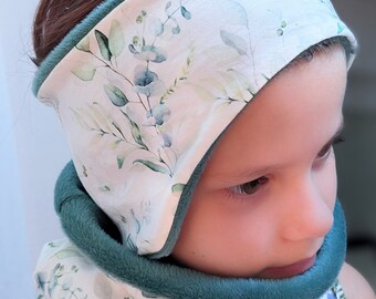 Diadema cálida de invierno con ramas y hojas de eucalipto, adecuada para niñas, circunferencia de la cabeza 39-56 cm.