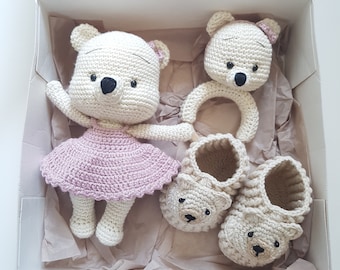 Baby Girl Gift Set | handrim | Baby Crochet Shoes | Crochet Animal