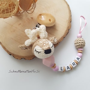 Pacifier chain deer | Pacifier chain with wooden letters and plastic letters