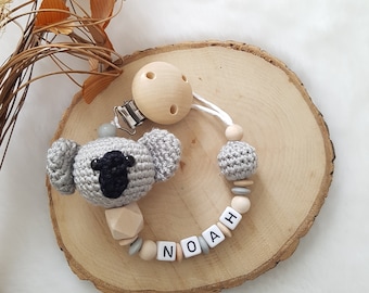 Pacifier chain with name |pacifier chain with koala bear | unisex