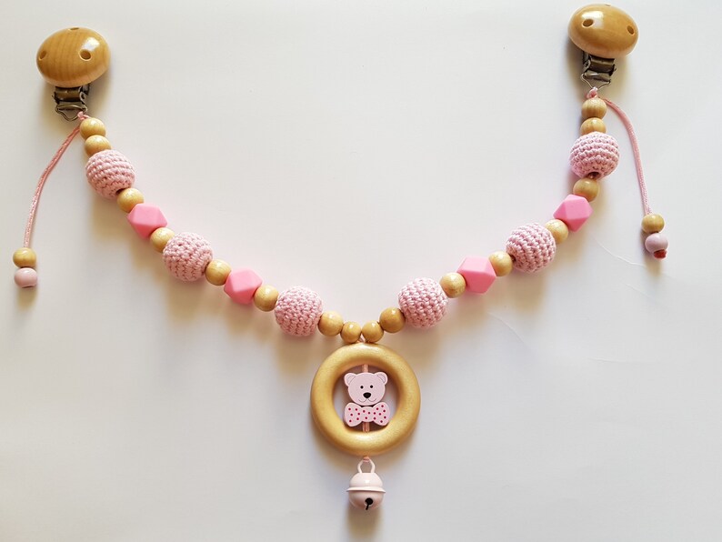 bed trailer gift bell crochet baby gifts silicone Stroller necklace crochet pearl bear MaxiCosi necklace baby safe baptism hexagon