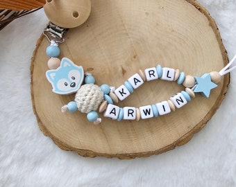 Pacifier chain with double name, pacifier chain fox, personalized pacifier chain, pacifier chain