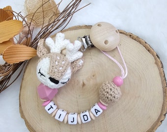 Pacifier chain fawn with name