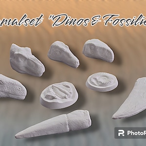 Malset Dinosaurier Zähne Fossilien Dino Köpfe bemalen! 8-teiliges Set für Kindergeburtstag - Geburtstagsparty Dekoration