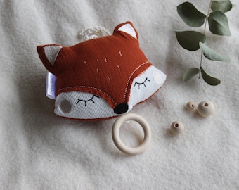 Organic muslin music box Mr. & Mrs. Fox, rust red