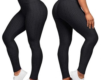 Leggings d'entraînement TikTok taille haute booty yoga noir