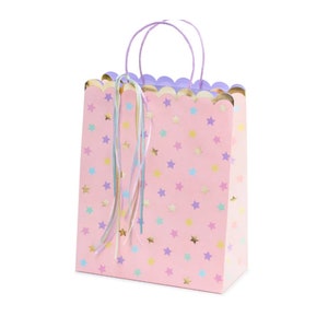 Mitgebseltüten, Geschenketüte in rosa mit Sternchen für den Kindergeburtstag, Geschenkverpackung, Mitbringseltüte Mädchengeburtstag