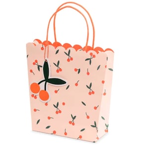 Mitgebsel Geschenketüten für Kindergeburtstag, Mädchengeburtstag Mitbringseltüten mit Kirschmotiv, süße Geschenkverpackung mit Print