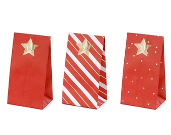Adventskalender Tüten zum Selber befüllen, 24 Säckchen Adventskalender für Kinder und Erwachsene in Rot