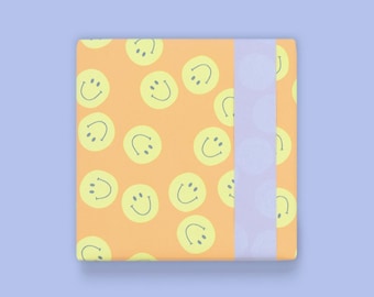 Rollo de papel de regalo Smileys Naranja Verde – 3 m x 70 cm, certificado FSC®
