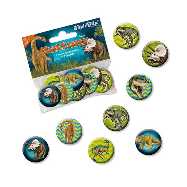 Dino button set as giveaways for children's birthday parties, Dino party gifts for boys