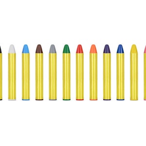 Könnte beinhalten: Ein Set mit 14 Buntstiften in verschiedenen Farben, darunter Schwarz, Weiß, Blau, Grün, Rot, Orange, Gelb, Braun, Grau und Rosa. Die Stifte sind alle gleich groß und haben die gleiche Form, und sie sind in einer Reihe angeordnet.