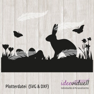 Ostersilhouette Wiese Ostern Osterhase Plotterdatei SVG DXF Download