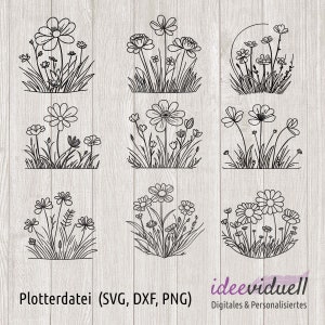 Flower Meadow Bundle Spring Meadow Flowers Plotter File SVG DXF Download