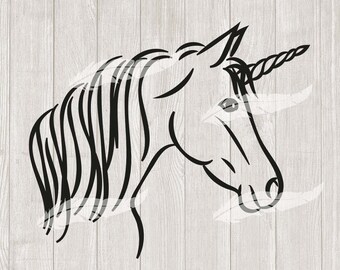 Unicornio Caballo LineArt Plotter Archivo SVG DXF Descargar