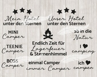 Camping przysłowia Camping przysłowia mówiąc napis ploter plik SVG DXF pobierz ideeviduell