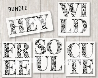 Free Soul Hey Wild Cute Bundle Schriftzug Mandala Plotterdatei SVG DXF Download