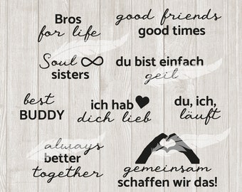 Freundschaftssprüche 2 Freundschaft Sprüche Spruch Schriftzüge Schriftzug Plotterdatei SVG DXF Download ideeviduell