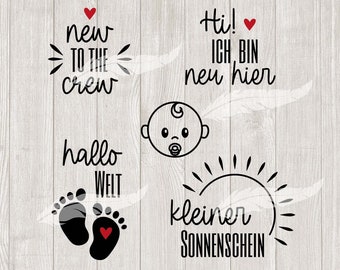 Babysprüche Geburt Sprüche Spruch Schriftzüge Schriftzug Baby Babybody Plotterdatei SVG DXF Download ideeviduell