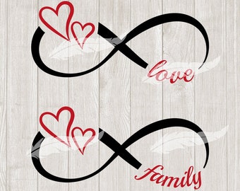 Coeur Infini amour famille Traceur fichier SVG DXF Télécharger signe infini