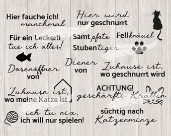 Katzensprüche Katze Sprüche Spruch Schriftzüge Schriftzug Plotterdatei SVG DXF Download ideeviduell