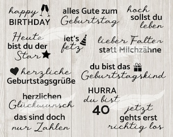 Geburtstagssprüche Geburtstag Sprüche Spruch Schriftzüge Schriftzug Plotterdatei SVG DXF Download ideeviduell