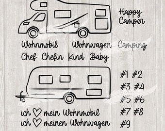 Wohnmobil Wohnwagen Camping Plotterdatei SVG DXF Download