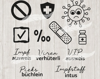 Impfpass 2 Plotterdatei SVG DXF Download impfen Virus Impfung Spritze