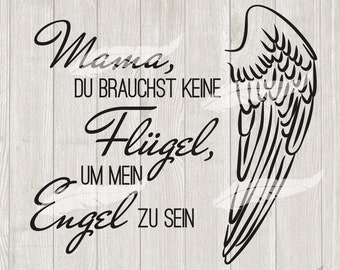 Mama Angel Wings Mother's Day Plotter File SVG DXF Download