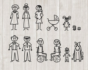 Strichmännchen Familie 2 Plotterdatei SVG DXF Datei Download