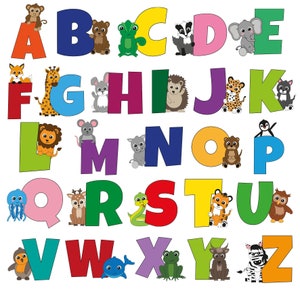 Alfabeto animal ABC animais conjunto de 26 letras arquivo plotter download SVG DXF