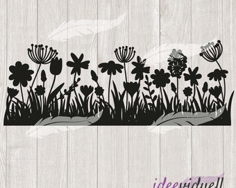 Blumenwiese Frühling Spring Wiese Blumen Plotterdatei SVG DXF Download