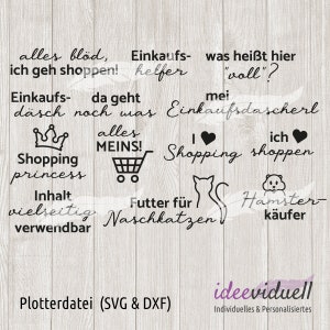 Refranes de compras refranes de compras diciendo letras letras archivo de plotter SVG DXF descargar ideaeviduell