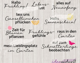 Frühlingssprüche Frühling Spring Sprüche Spruch Schriftzüge Schriftzug Plotterdatei SVG DXF Download ideeviduell