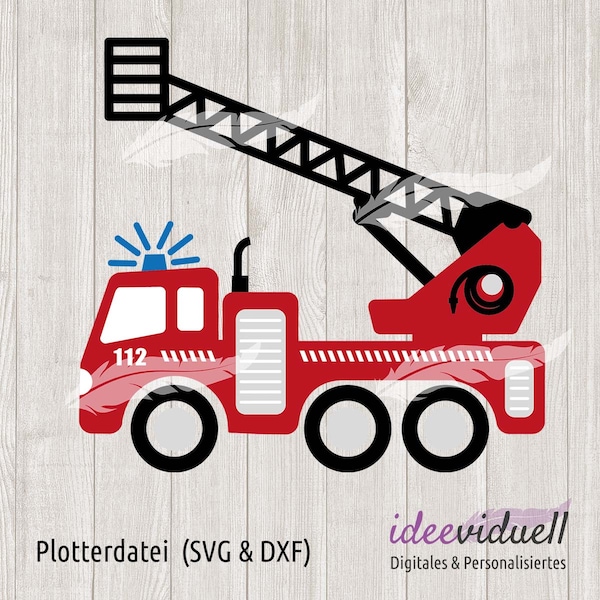 Feuerwehr Feuerwehrauto Plotterdatei SVG DXF Download