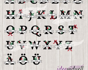 Weihnachts Alphabet Buchstaben Plotterdatei SVG DXF Download