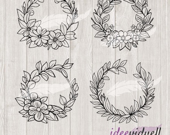 Blumenkranz Bundle Frühling Spring Kranz Blumen Plotterdatei SVG DXF Download