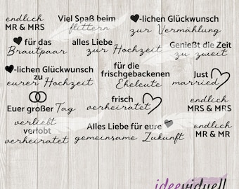 Hochzeitssprüche Hochzeit Sprüche Spruch Schriftzüge Schriftzug Plotterdatei SVG DXF Download ideeviduell