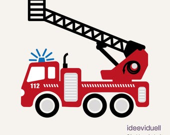 Archivo para plotter de camión de bomberos SVG DXF PNG | Archivo de camión de bomberos para ploteo | Descarga digital