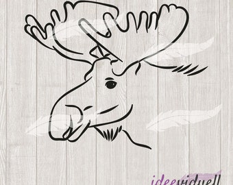 Moose LineArt Plotter File SVG DXF Download