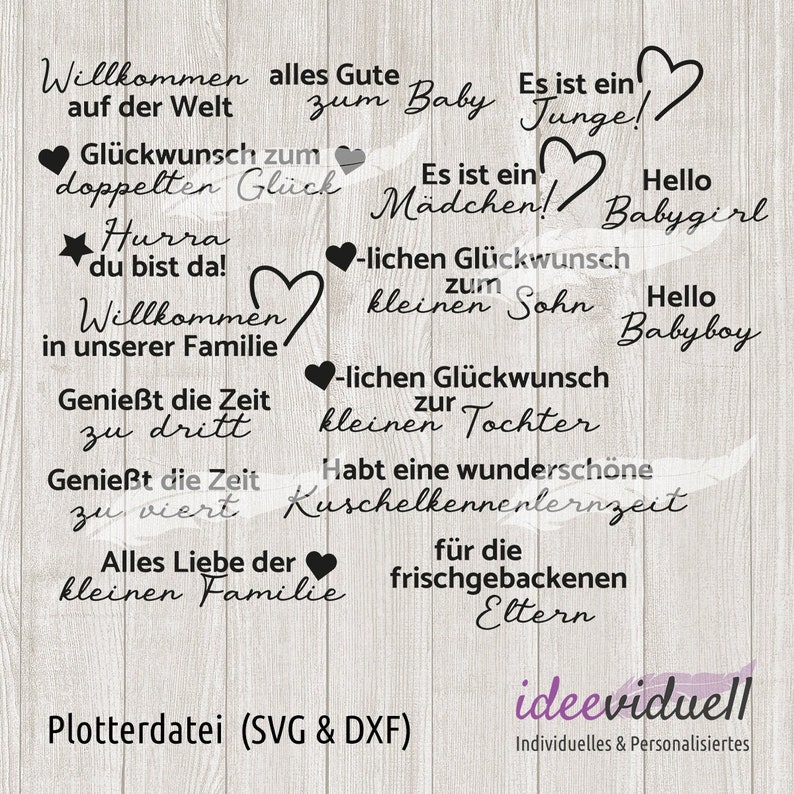 Puede incluir: Texto en blanco y negro sobre un fondo de madera. El texto incluye frases como "Bienvenido al mundo", "Hurra est&aacute;s aqu&iacute;", "Todo lo mejor para la peque&ntilde;a familia", "Disfruta del tiempo juntos" y "Felicidades por el nuevo beb&eacute;".