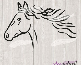 Pferd LineArt Plotterdatei SVG DXF Download