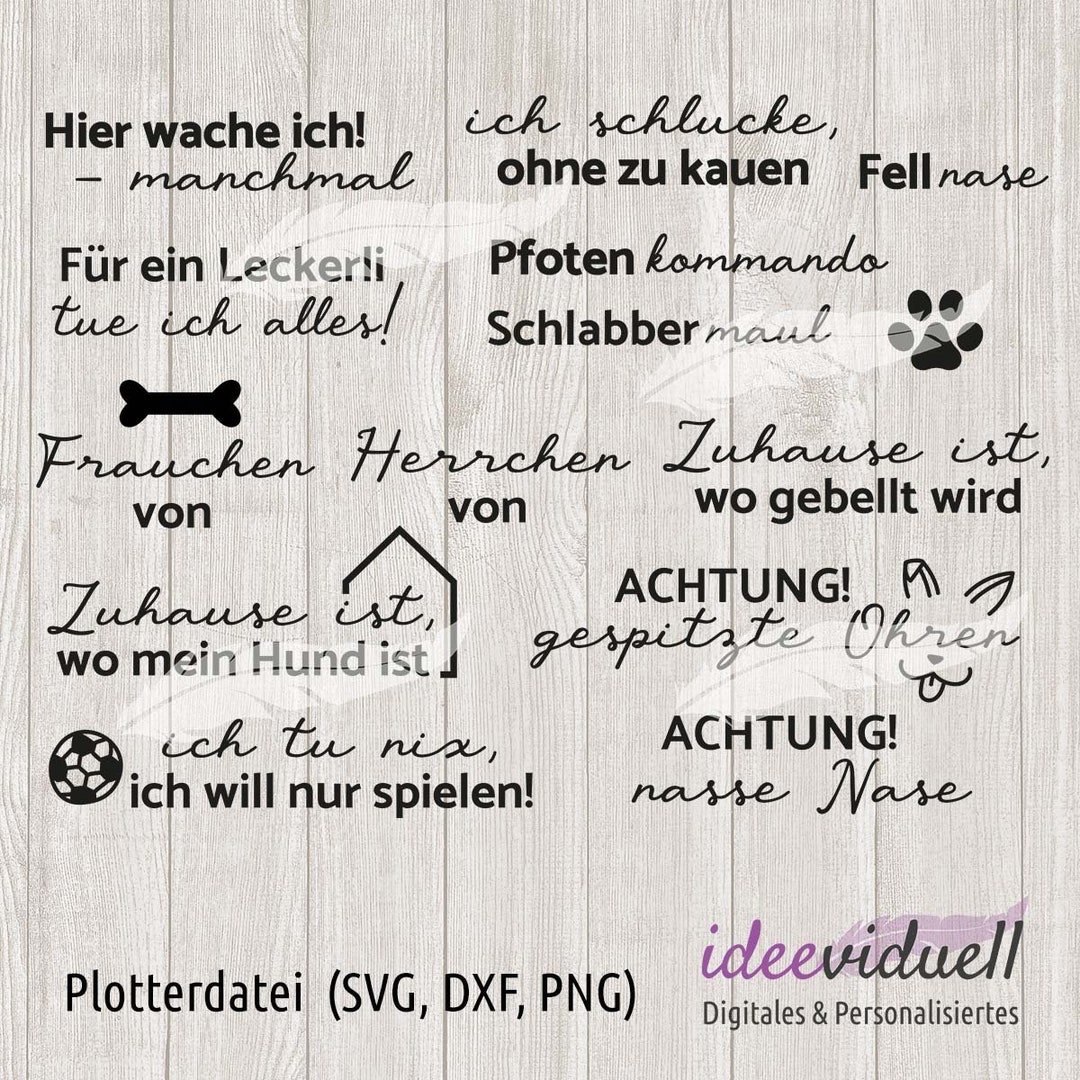 Hundesprüche Hund Sprüche Spruch Schriftzüge Schriftzug Plotterdatei