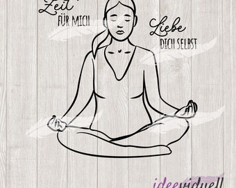 Frau Yoga Selbstliebe Plotterdatei SVG DXF Download