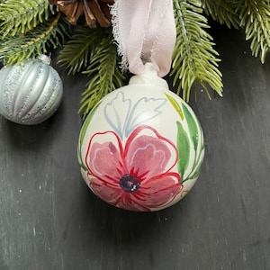 Hand-Painted Ornament- Lined Flowers
