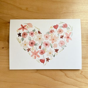 Watercolor Floral Heart Greeting Card