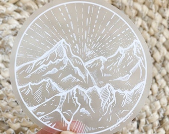 Clear White Lined Mountain Sticker