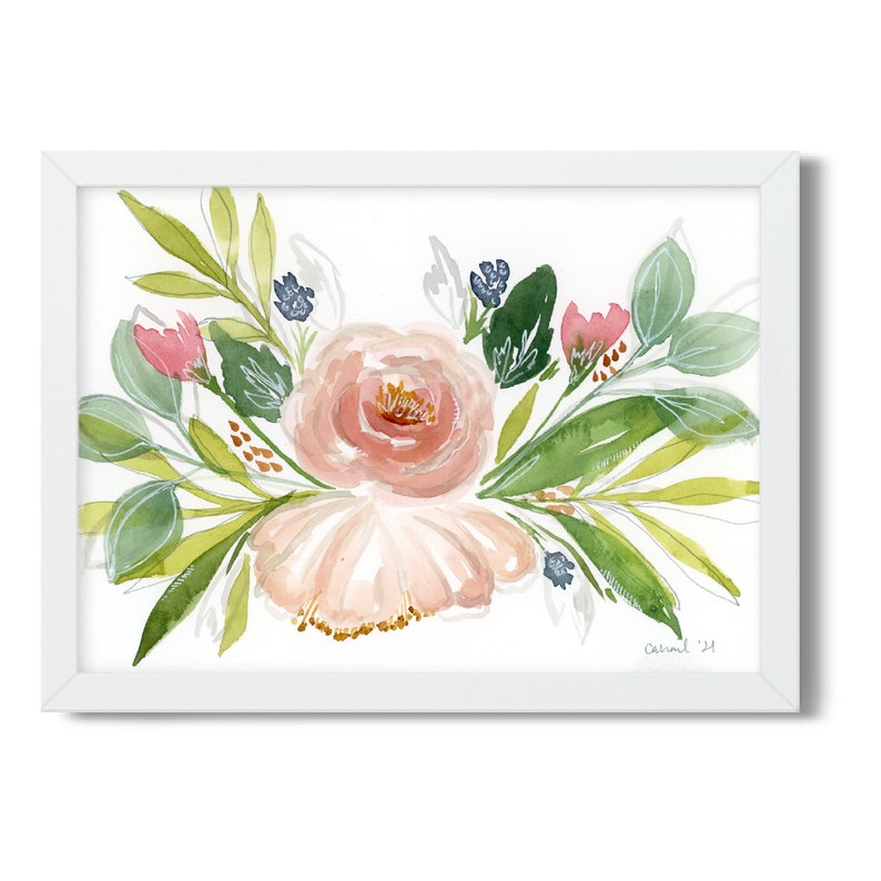 Watercolor Floral Bouquet Art Print - Etsy